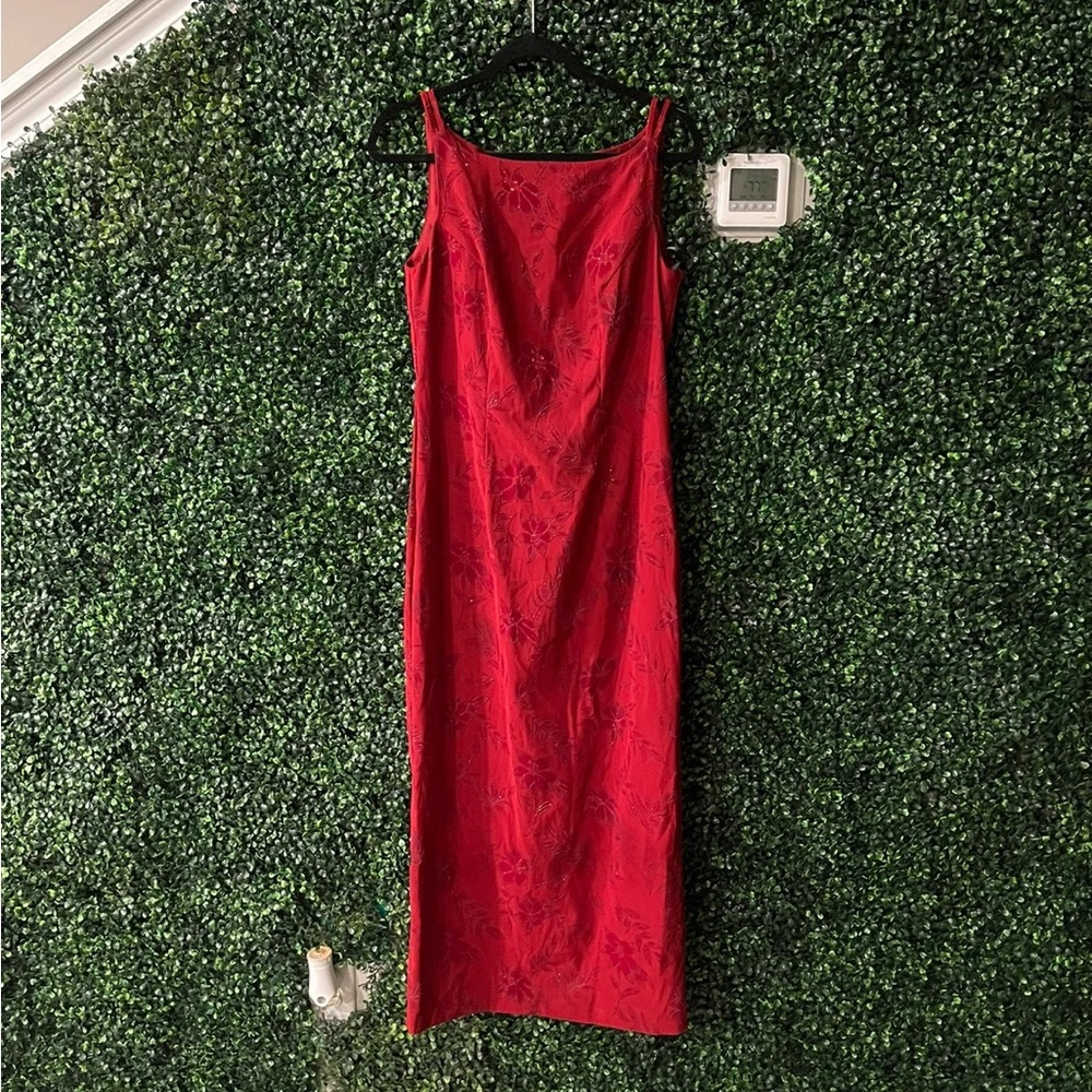 CDC Red Floral Midi Dress